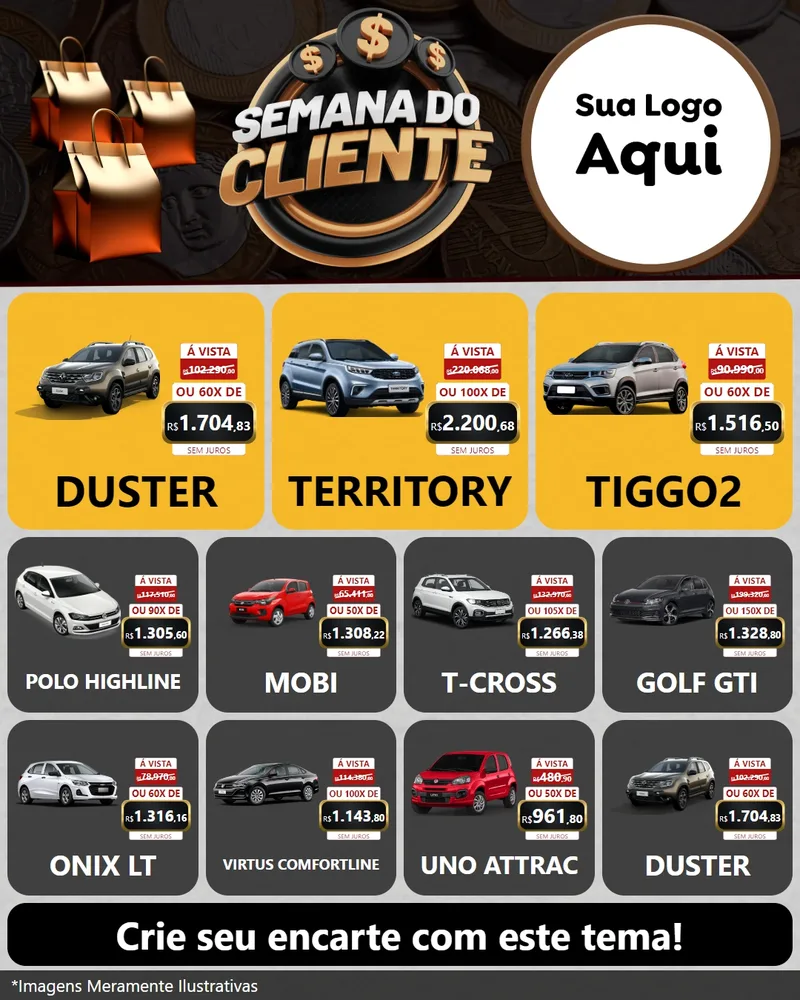Modelo de Rede Social para Feed Instagram com o tema Semana do Cliente para Concessionaria de Carros