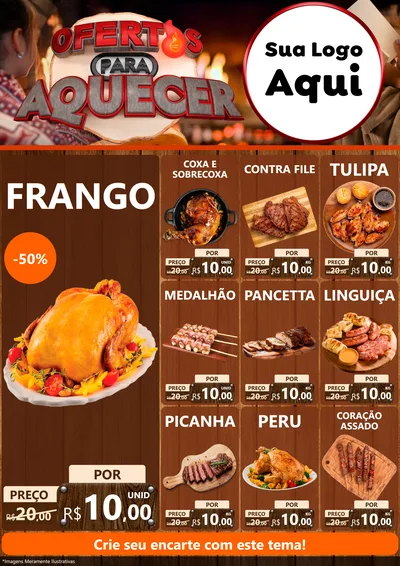 Modelo de Encarte para Encarte A4 Vertical com o tema Ofertas Para Aquecer para Assados