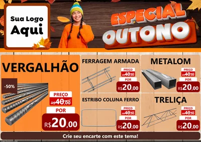 Modelo de Encarte para Encarte A4 Horizontal com o tema Especial Outono para Ferragens