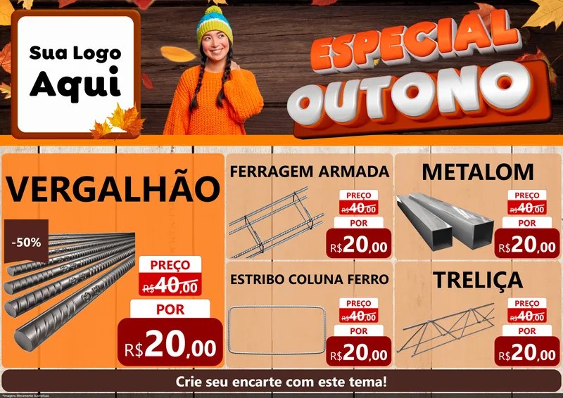 Modelo de Encarte para Encarte A4 Horizontal com o tema Especial Outono para Ferragens