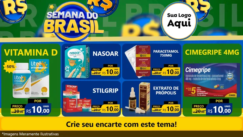 Modelo de TV para TV Horizontal com o tema Semana Do Brasil para Farmácia