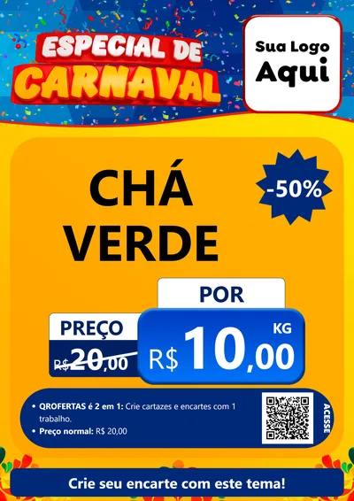 Modelo de Cartaz para Cartaz A4 Vertical com o tema Especial de Carnaval para Produtos Naturais