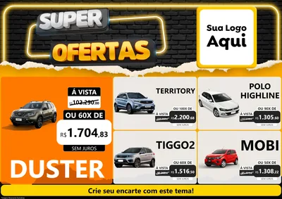 Modelo de Encarte para Encarte A4 Horizontal com o tema Super Ofertas para Concessionaria de Carros