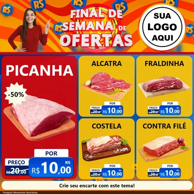 Modelo de Rede Social para Feed Facebook com o tema Final de Semana de Ofertas para Açougue