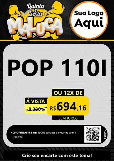 Modelo de Cartaz para Cartaz A4 Vertical com o tema Quinta e Sexta Maluca para Concessionaria de Motos