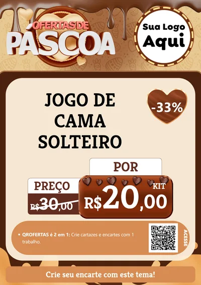 Modelo de Cartaz para Cartaz A4 Vertical com o tema Ofertas de Páscoa para Cama, Mesa e Banho