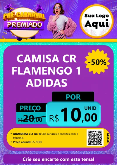 Modelo de Cartaz para Cartaz A4 Vertical com o tema Pré-Carnaval Premiado para Roupas e acessórios