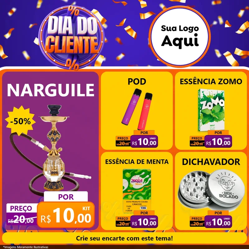Modelo de Rede Social para Feed Facebook com o tema Dia do Cliente para Tabacaria