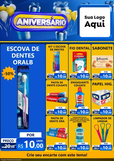Modelo de Encarte para Encarte A4 Vertical com o tema Aniversário para Higiene Pessoal