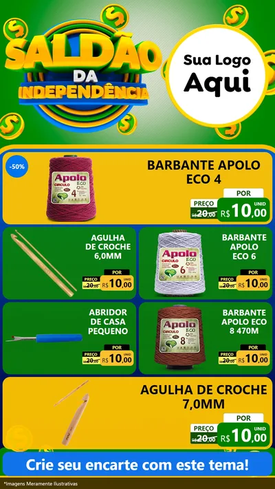 Modelo de TV para TV Vertical com o tema Saldão da Indepêndencia para Armarinho e Aviamentos