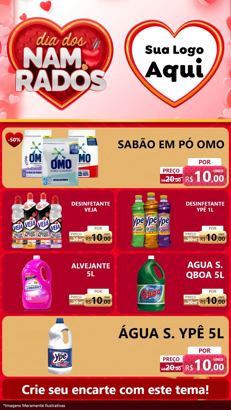 Modelo de TV para TV Vertical com o tema Dia dos Namorados para Produtos de Limpeza