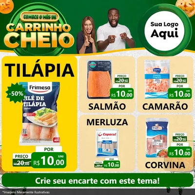 Modelo de Rede Social para Feed Facebook com o tema Carrinho Cheio para Peixaria