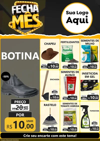 Modelo de Encarte para Encarte A4 Vertical com o tema Fecha Mês para Agropecuária