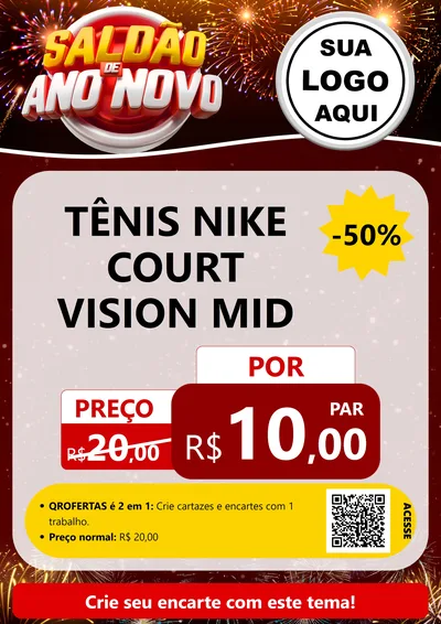 Modelo de Cartaz para Cartaz A4 Vertical com o tema Saldão de Ano Novo para Calçados
