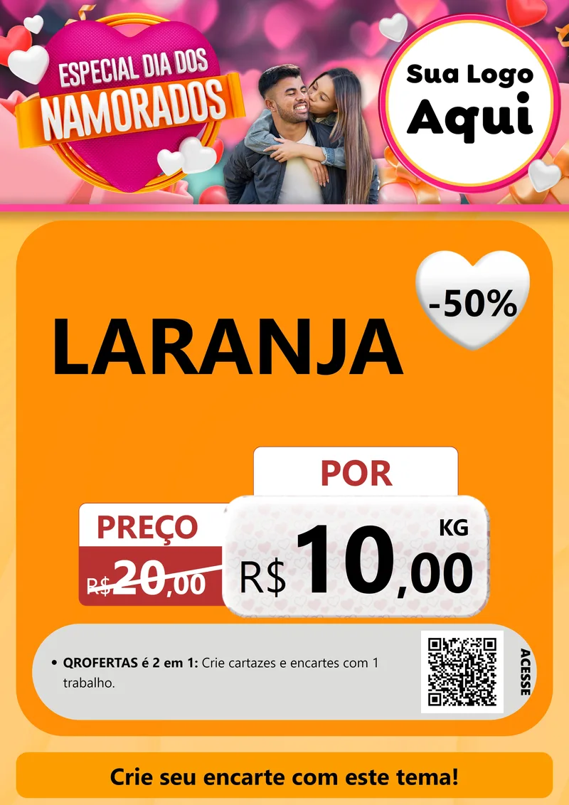 Modelo de Cartaz para Cartaz A4 Vertical com o tema Especial Dia dos Namorados para Hortifrúti