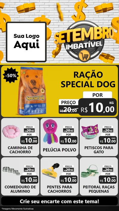 Modelo de Rede Social para Stories com o tema Setembro Imbatível para Pet Shop