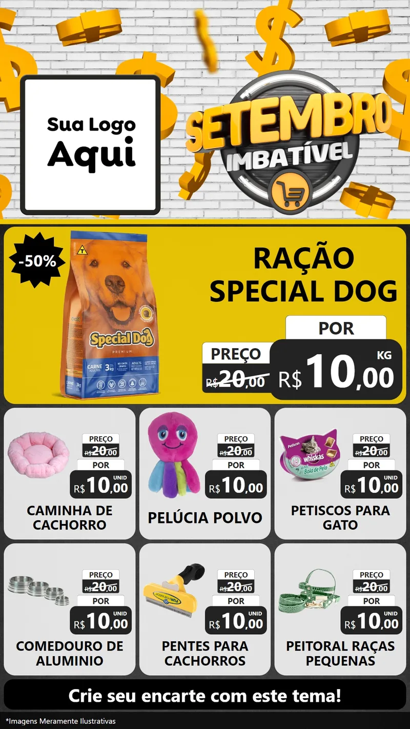Modelo de Rede Social para Stories com o tema Setembro Imbatível para Pet Shop