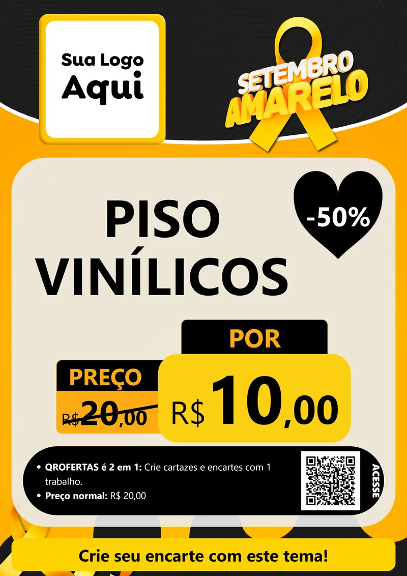 Modelo de Cartaz para Cartaz A4 Vertical com o tema Setembro Amarelo para Material para Construção
