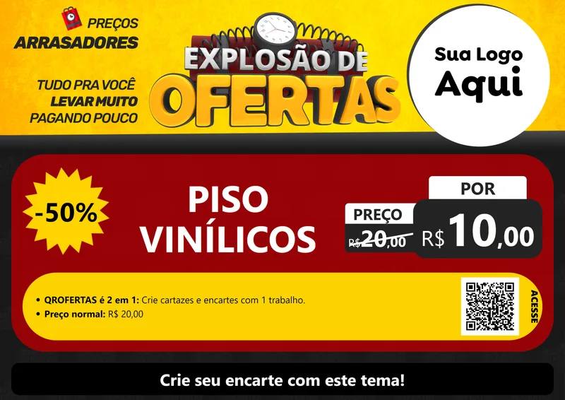 Modelo de Cartaz para Cartaz A4 Horizontal com o tema Explosão de Ofertas para Material para Construção