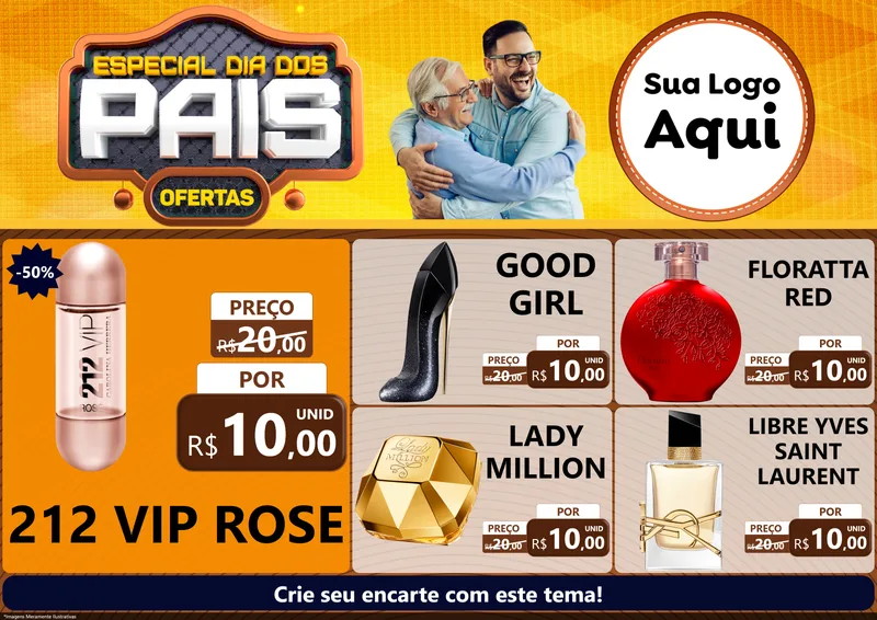 Modelo de Encarte para Encarte A4 Horizontal com o tema Especial Dia dos Pais para Perfumes