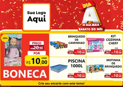 Modelo de Encarte para Encarte A4 Horizontal com o tema Dia A o Dia Mais Barato do Mês para Brinquedos