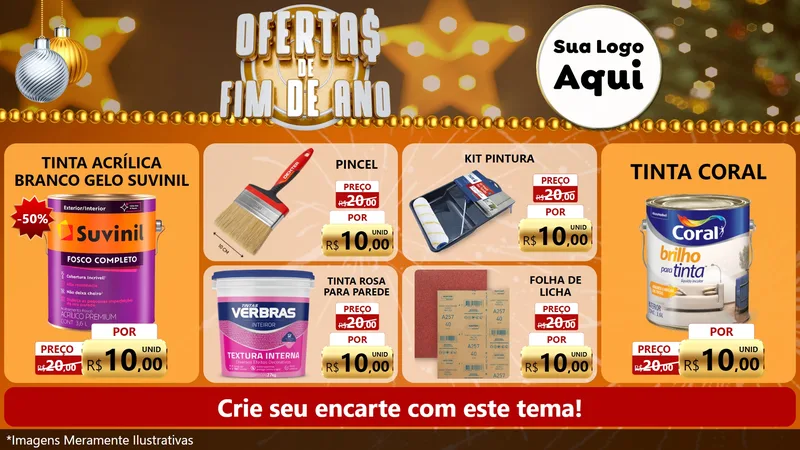 Modelo de TV para TV Horizontal com o tema Ofertas de Fim de Ano para Tintas e Ferramentas