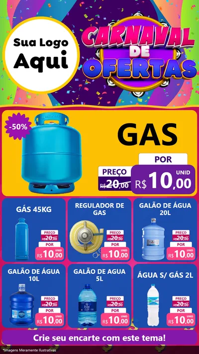 Modelo de Rede Social para Stories com o tema Carnaval de Ofertas para Água e gás