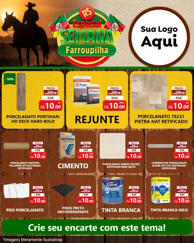 Modelo de Rede Social para Feed Instagram com o tema Especial Semana Farroupilha para Pisos e revestimentos