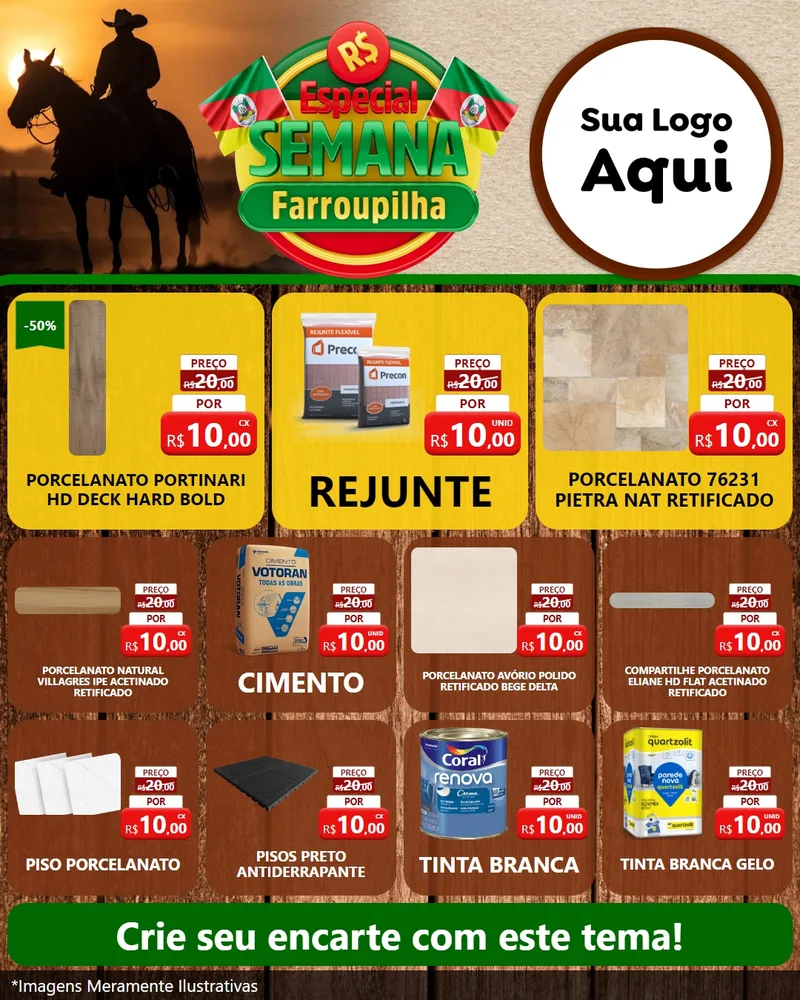 Modelo de Rede Social para Feed Instagram com o tema Especial Semana Farroupilha para Pisos e revestimentos