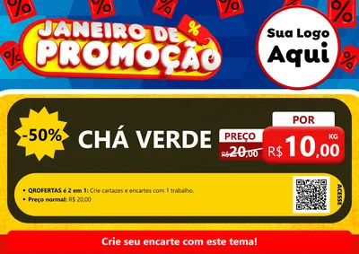 Modelo de Cartaz para Cartaz A4 Horizontal com o tema Janeiro de Promoção para Produtos Naturais