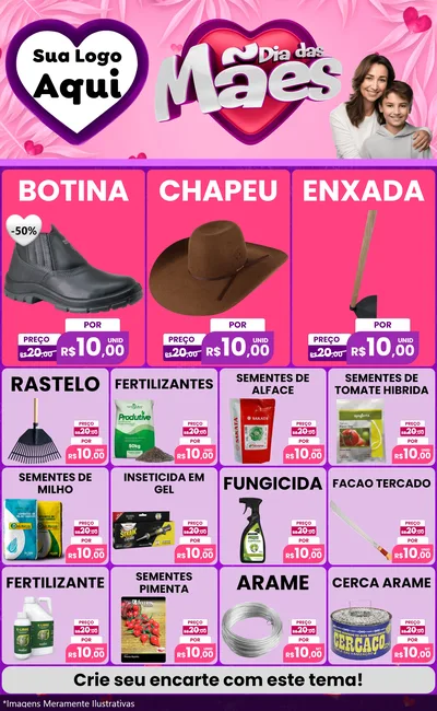 Modelo de Encarte para Encarte Grande com o tema Dia das Mães para Agropecuária