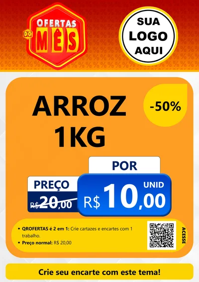 Modelo de Cartaz para Cartaz A4 Vertical com o tema Ofertas do Mês para Supermercado