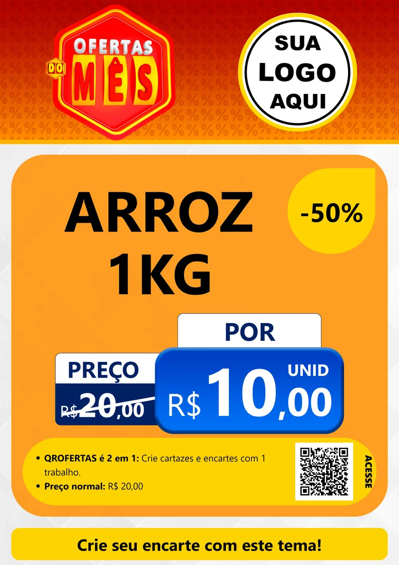 Modelo de Cartaz para Cartaz A4 Vertical com o tema Ofertas do Mês para Supermercado