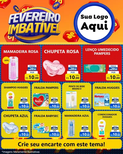 Modelo de Rede Social para Feed Instagram com o tema Fevereiro Imbatível para Bebês