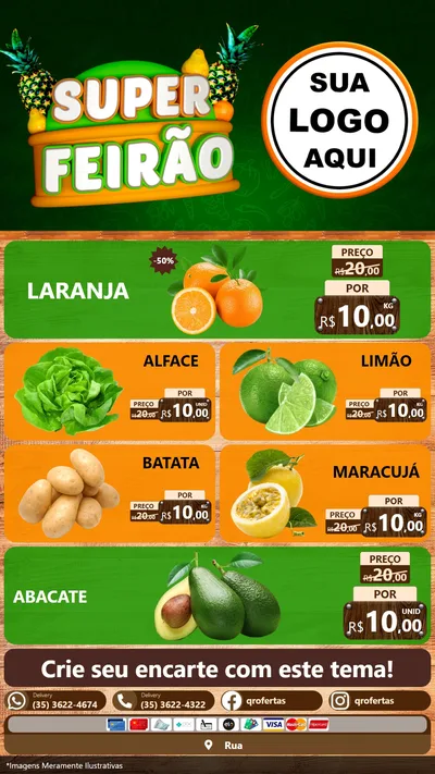 Modelo de TV para TV Vertical com o tema Super Feirão para Hortifrúti