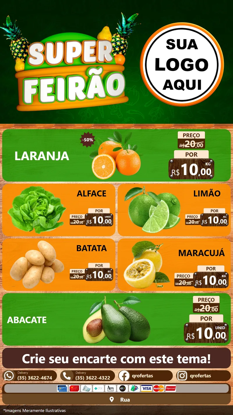 Modelo de TV para TV Vertical com o tema Super Feirão para Hortifrúti