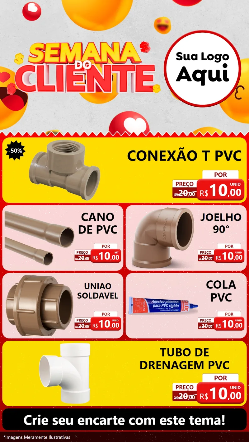 Modelo de TV para TV Vertical com o tema Semana do Cliente para Tubos e conexões