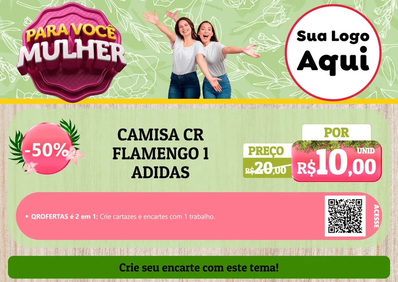 Modelo de Cartaz para Cartaz A4 Horizontal com o tema Para Você Mulher para Roupas e acessórios