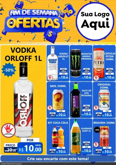 Modelo de Encarte para Encarte A4 Vertical com o tema Fim de Semana de Ofertas para Distribuidora de bebidas