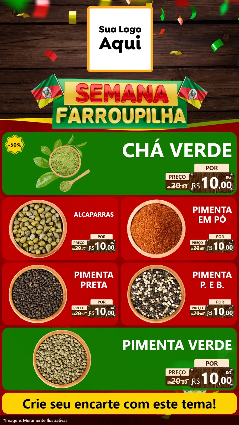 Modelo de TV para TV Vertical com o tema Semana Farroupilha para Produtos Naturais