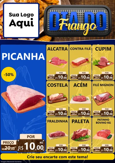 Modelo de Encarte para Encarte A4 Vertical com o tema Dia do Frango para Açougue