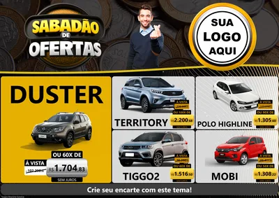 Modelo de Encarte para Encarte A4 Horizontal com o tema Sabadão de Ofertas para Concessionaria de Carros