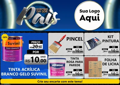 Modelo de Encarte para Encarte A4 Horizontal com o tema Sorteio Dia Dos Pais para Tintas e Ferramentas