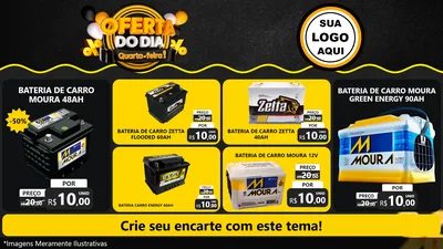 Modelo de TV para TV Horizontal com o tema Oferta do Dia - Quarta Feira! para Baterias Elétricas