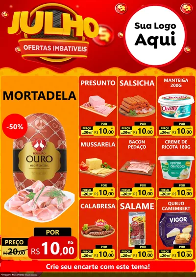 Modelo de Encarte para Encarte A4 Vertical com o tema Julho Ofertas Imbatíveis para Frios e Laticínios