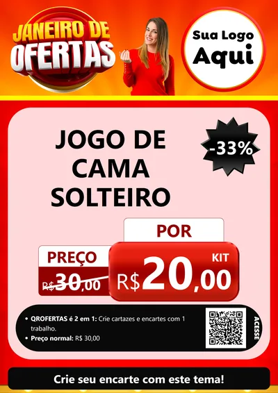 Modelo de Cartaz para Cartaz A4 Vertical com o tema Janeiro de Ofertas para Cama, Mesa e Banho