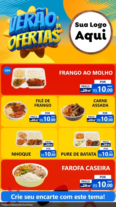 Modelo de TV para TV Vertical com o tema Verão de Ofertas para Restaurante