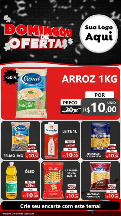Modelo de Rede Social para Stories com o tema Domingou de Ofertas para Supermercado