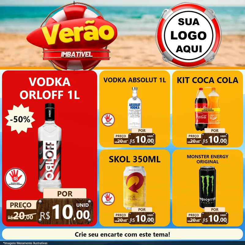 Modelo de Rede Social para Feed Facebook com o tema Verão Imbatível para Distribuidora de bebidas