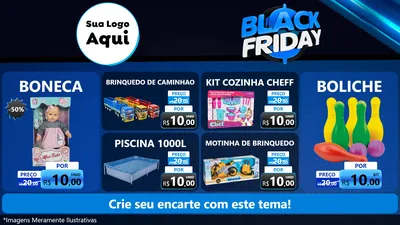 Modelo de TV para TV Horizontal com o tema Black Friday para Brinquedos